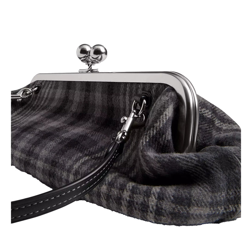 Coach Women's Kisslock Frame Bag 30 With Plaid Light Antique Gold/Grey Multi