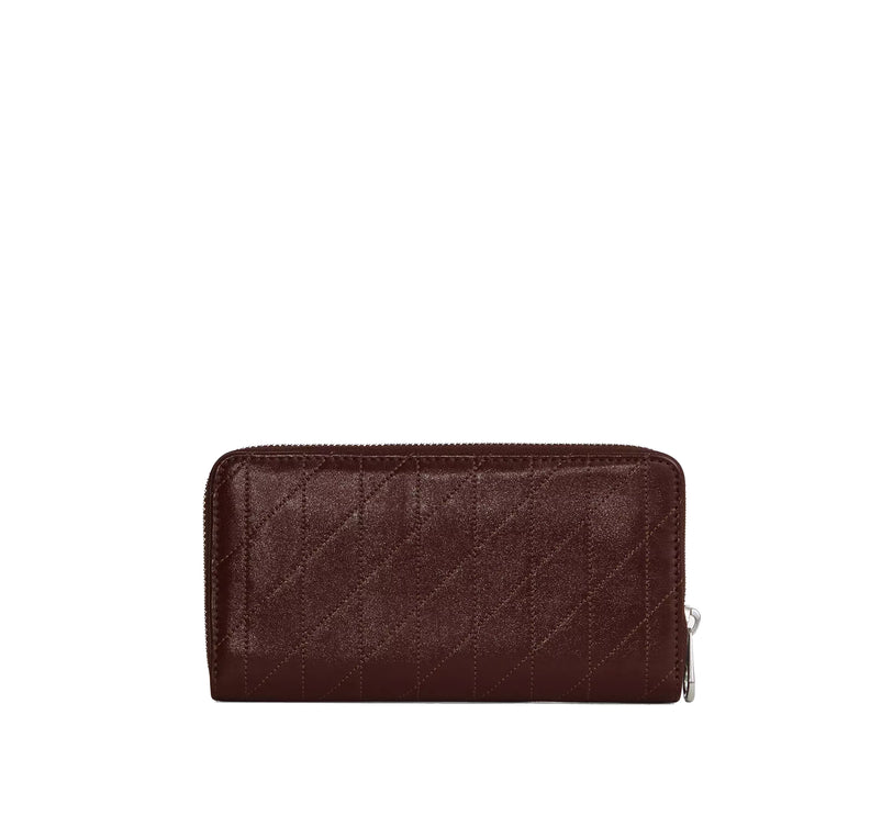 Coach Women's Long Zip Around Wallet With Quilting Silver/Maple