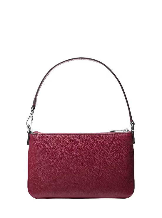 Michael Kors Women's Jet Set Small Pebbled Leather Convertible Wristlet Maroon