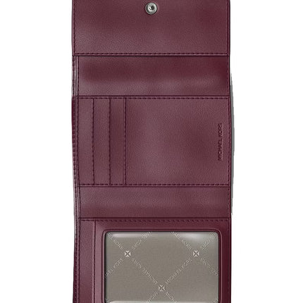Michael Kors Women's Greenwich Medium Leather Trifold Wallet Maroon