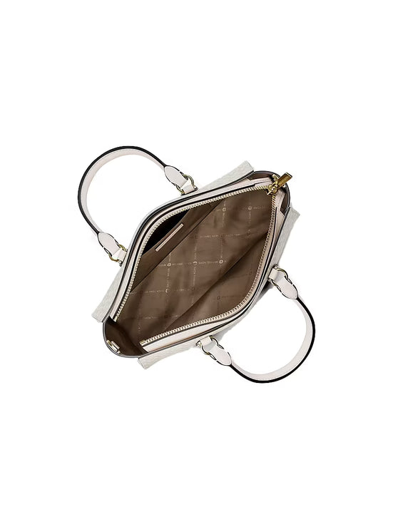 Michael Kors Women's Arden Small Signature Logo Messenger Bag Light Cream Multi