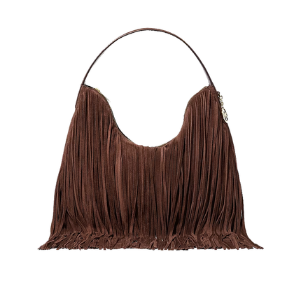 Michael Kors Women's Nayla Medium Fringed Suede Hobo Shoulder Bag Nutmeg