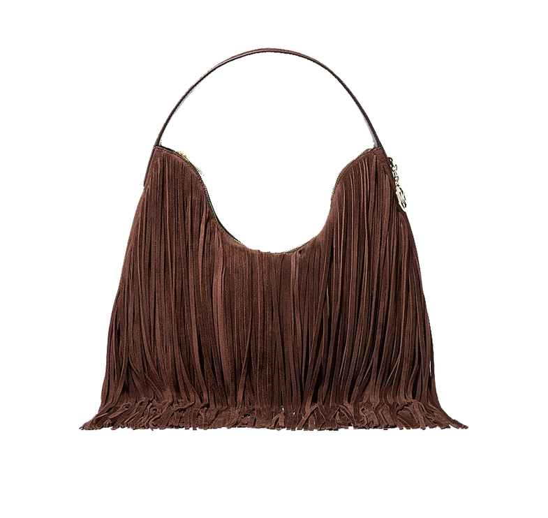 Michael Kors Women's Nayla Medium Fringed Suede Hobo Shoulder Bag Nutmeg