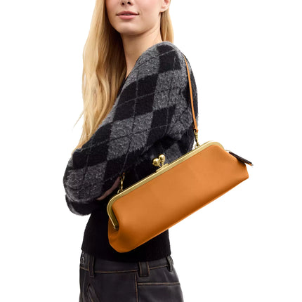 Coach Women's Kisslock Frame Bag 30 Brass/Saffron
