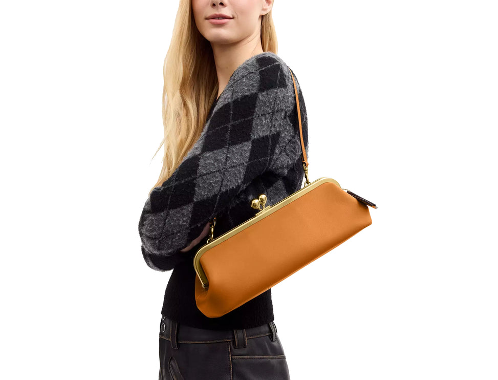 Coach Women's Kisslock Frame Bag 30 Brass/Saffron