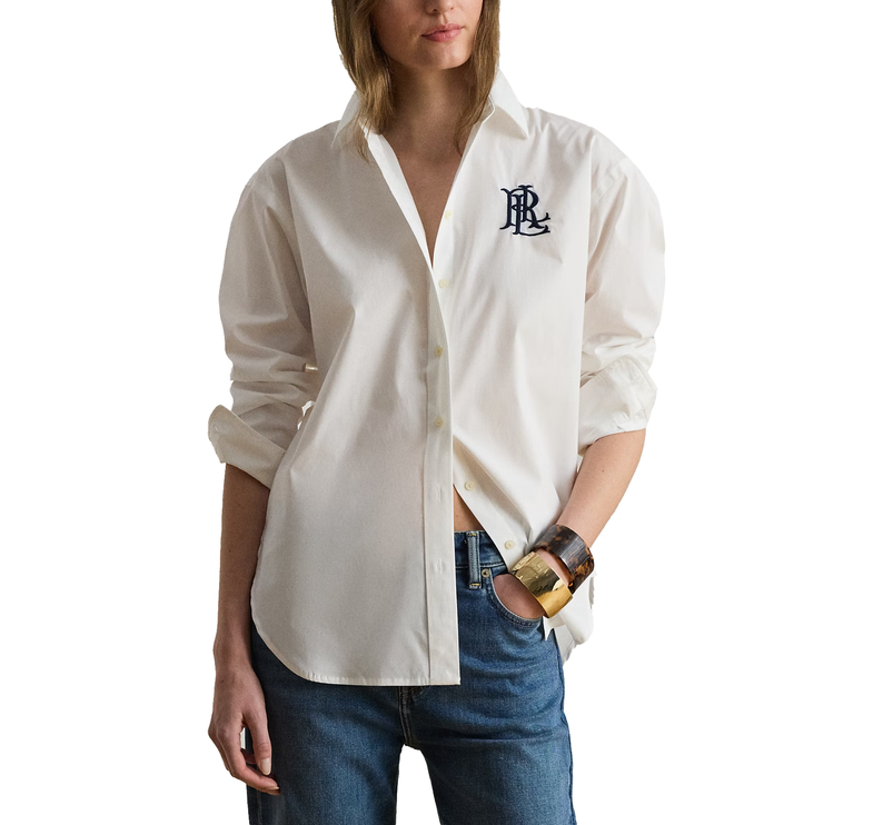 Polo Ralph Lauren Women's Relaxed Fit Stretch Cotton Shirt White