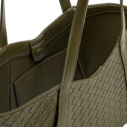 JW PEI Women's Kiana Large Capacity Weave Texture Tote Bag - Dark Olive