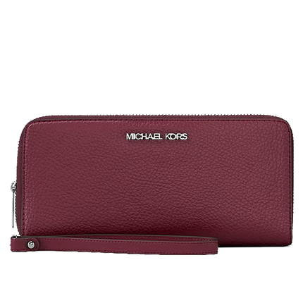 Michael Kors Women's Large Pebbled Leather Continental Wallet Maroon