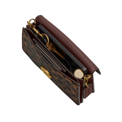 Coach Women's  Tabby Chain Crossbody Bag 19 With Crystal Signature Brass/Dark Chocolate