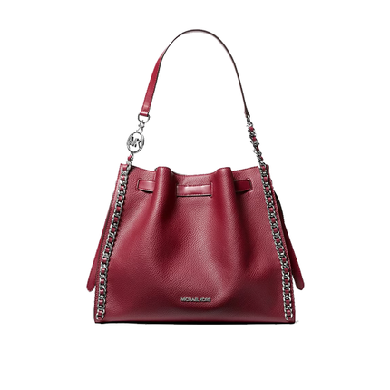 Michael Kors Women's Mina Large Chain Shoulder Bag Maroon