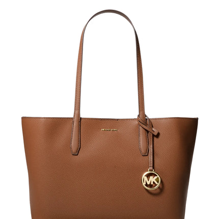 Michael Kors Women's Avalon Medium Pebbled Leather Tote Bag Luggage/Gold