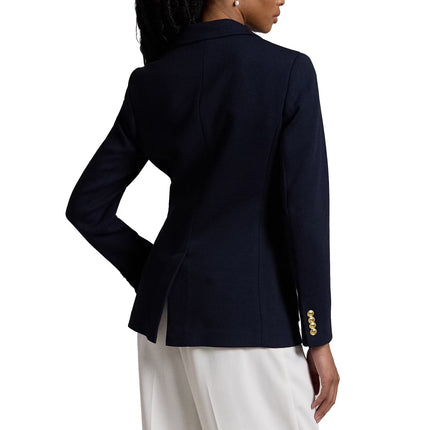 Polo Ralph Lauren Women's Single-Breasted Logo-Crest Knit Blazer Park Avenue Navy