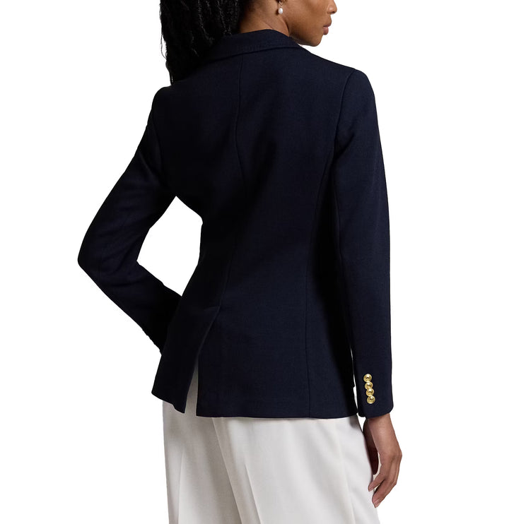 Polo Ralph Lauren Women's Single-Breasted Logo-Crest Knit Blazer Park Avenue Navy
