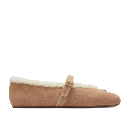 Coach Women's Sculpted C Mary Jane In Shearling Soft Beige