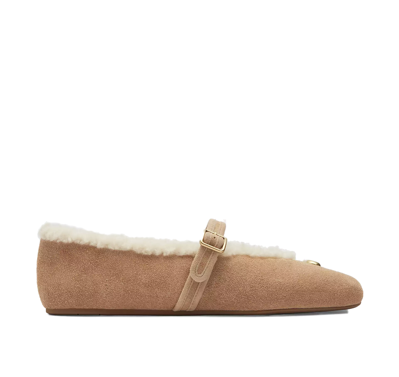 Coach Women's Sculpted C Mary Jane In Shearling Soft Beige