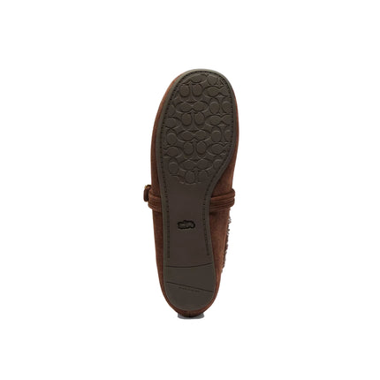 Coach Women's Sculpted C Mary Jane In Shearling Chocolate Brown