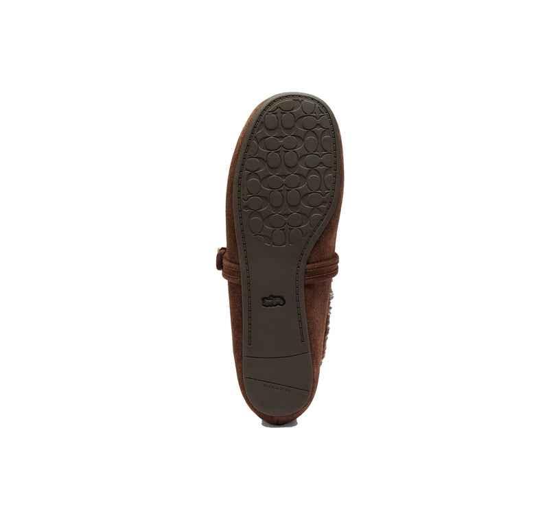 Coach Women's Sculpted C Mary Jane In Shearling Chocolate Brown