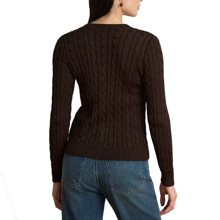 Polo Ralph Lauren Women's Cable-Knit Cotton-Blend Cardigan Circuit Brown