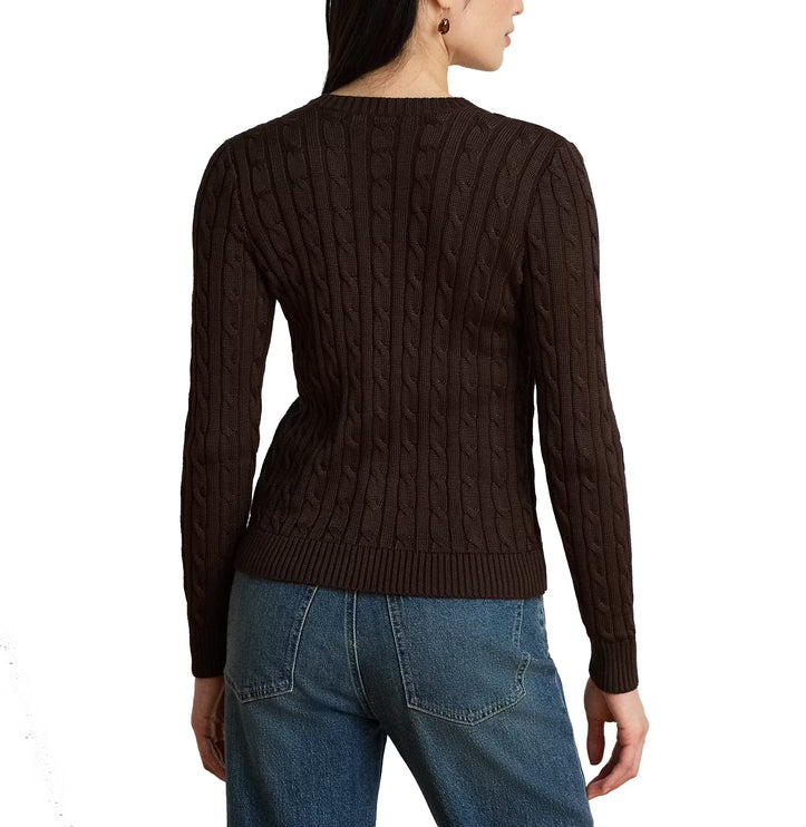Polo Ralph Lauren Women's Cable-Knit Cotton-Blend Cardigan Circuit Brown