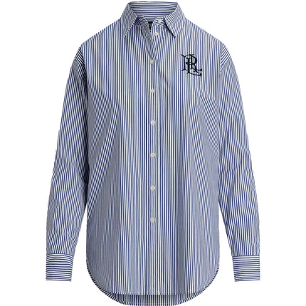 Polo Ralph Lauren Women's Relaxed Fit Striped Stretch Cotton Shirt Blue/White