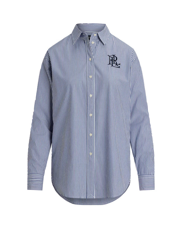 Polo Ralph Lauren Women's Relaxed Fit Striped Stretch Cotton Shirt Blue/White