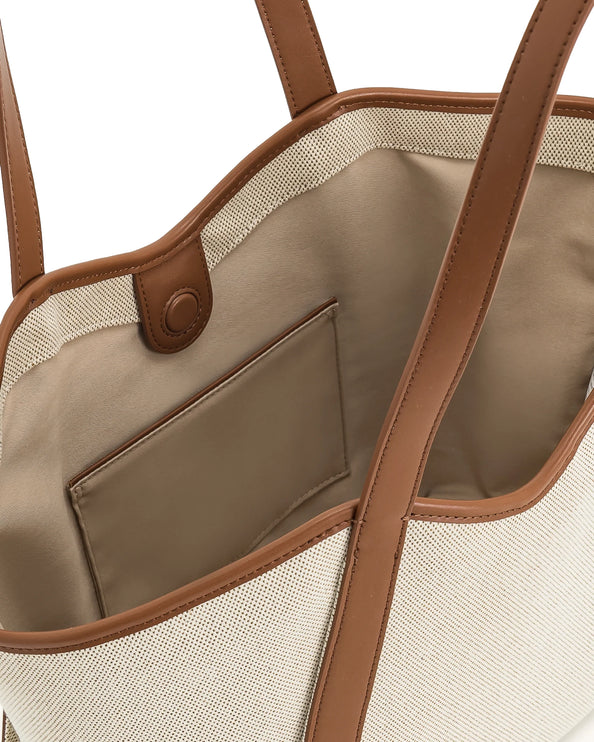 JW PEI Women's Kiana Large Capacity Tote Bag - Brown Canvas