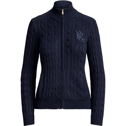 Polo Ralph Lauren Women's Cable-Knit Full-Zip Mockneck Sweater Lauren Navy