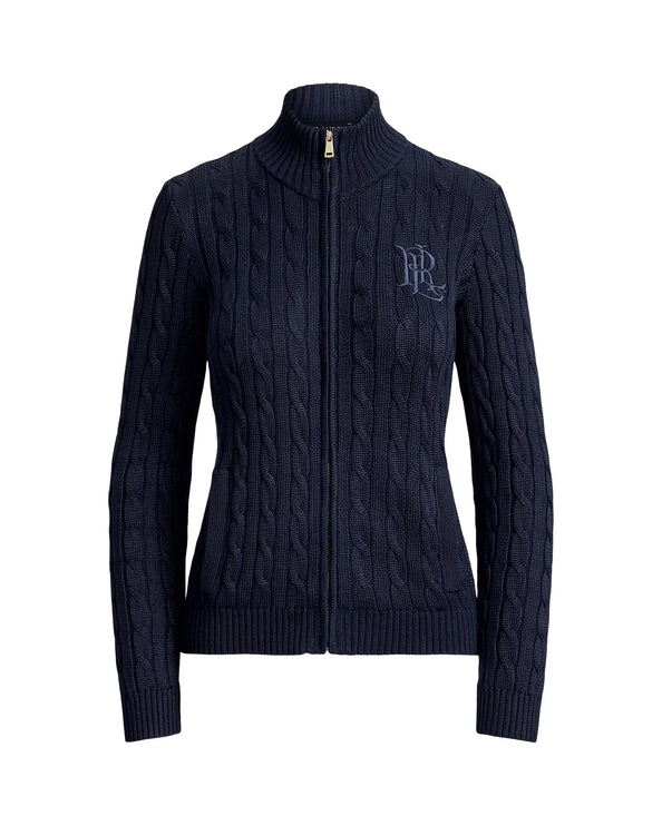 Polo Ralph Lauren Women's Cable-Knit Full-Zip Mockneck Sweater Lauren Navy