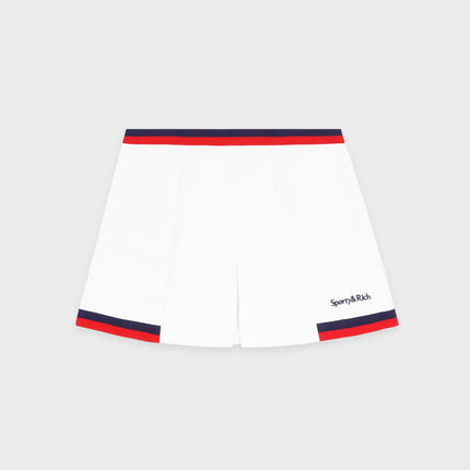 Sporty & Rich Women's Serif Logo Mila Skirt White/Navy/Fire Red