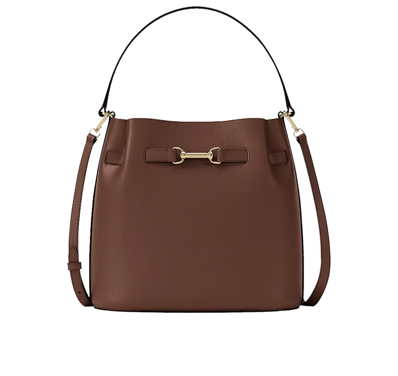 Michael Kors Women's Carson Medium Pebbled Leather Convertible Bucket Crossbody Bag Nutmeg