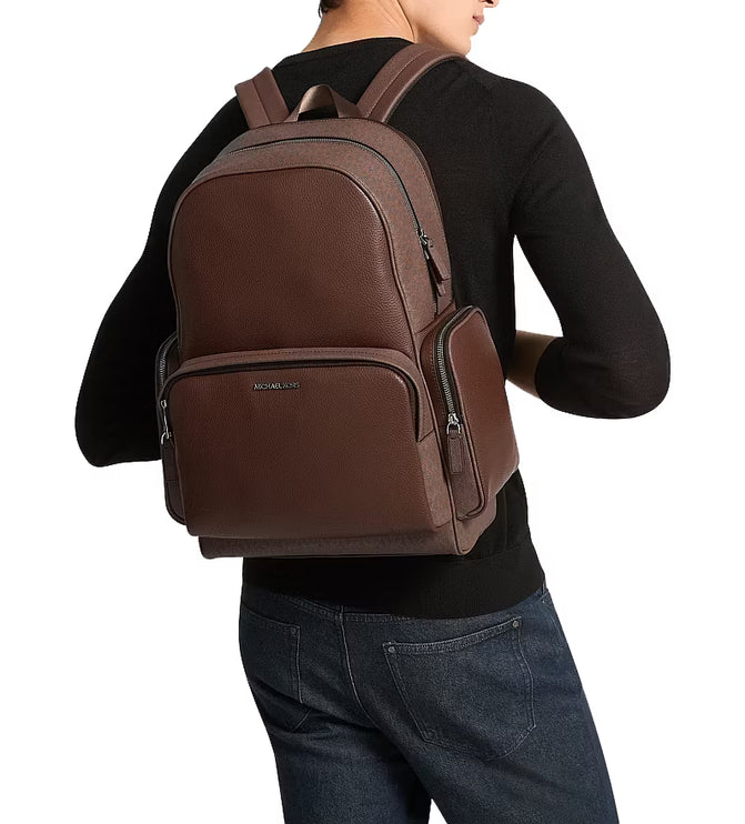 Michael Kors Unisex Cooper Leather and Signature Logo Backpack Nutmeg