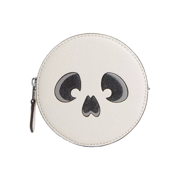 Coach Women's Coin Case With Halloween Skull Silver/Chalk