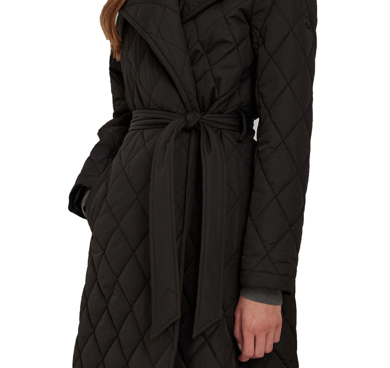 Polo Ralph Lauren Women's Diamond Quilted Maxi Wrap Coat Black