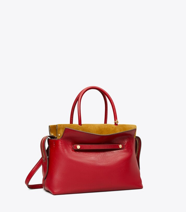 Tory Burch Women's Mercer Textured Satchel Ruby