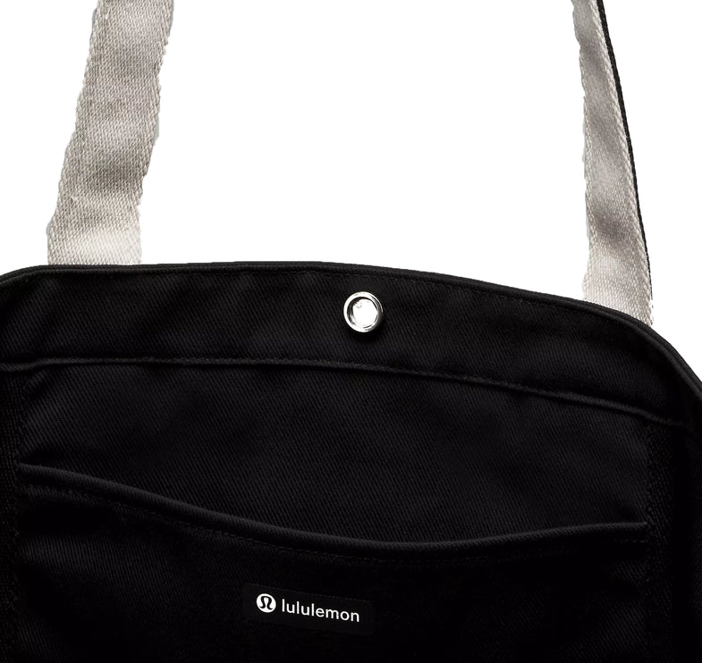 lululemon Unisex Daily Multi Pocket Canvas Tote Bag 20L Logo Black/White Opal