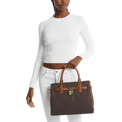 Michael Kors Women's Hamilton Medium Logo Satchel Brown - Hemen Kargoda