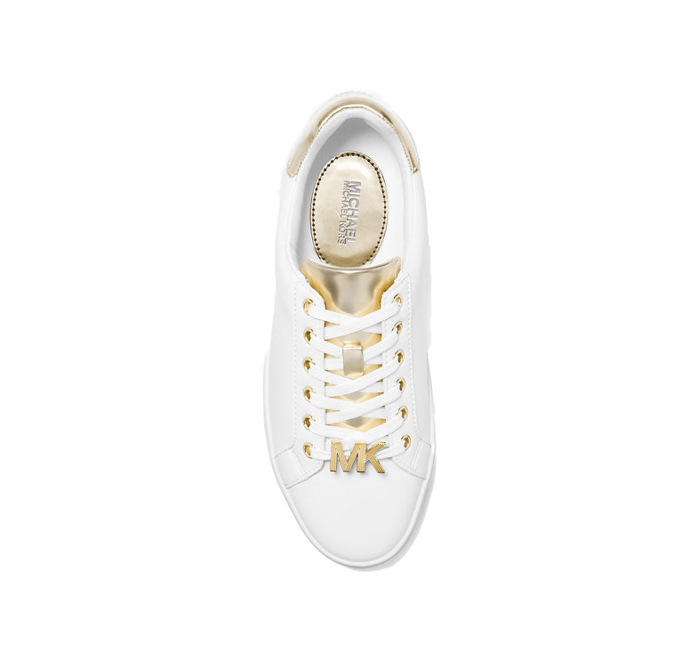 Michael Kors Women's Poppy Metallic Trim Sneaker White/Pale Gold - Hemen Kargoda