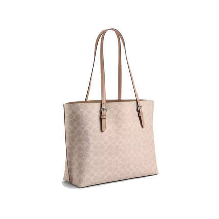 Coach Women's Mollie Tote Bag In Signature Canvas Silver/Sand/Taupe