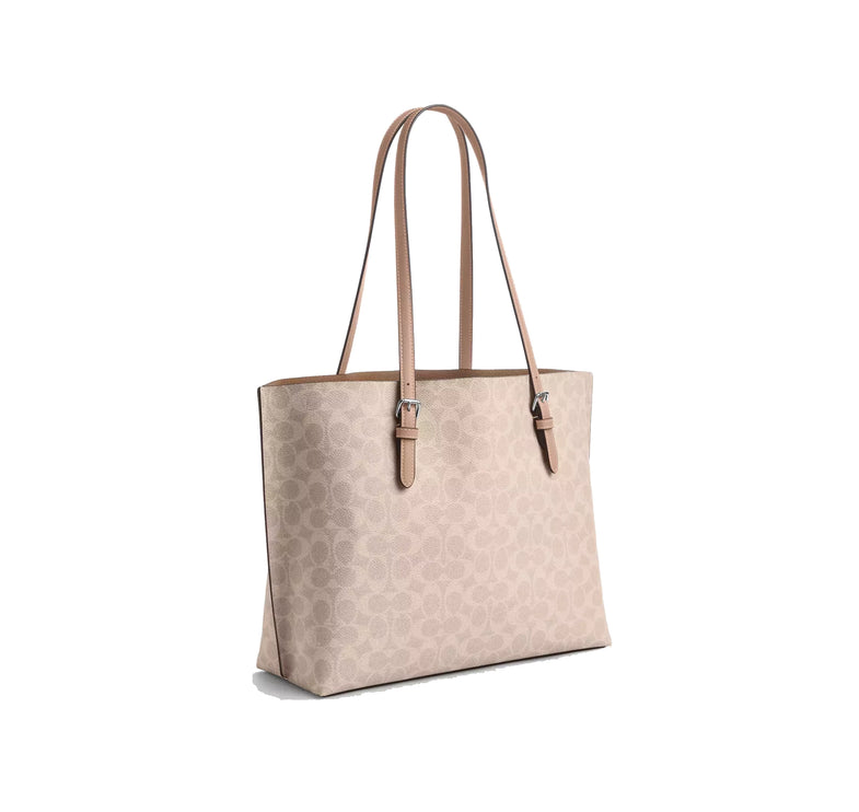 Coach Women's Mollie Tote Bag In Signature Canvas Silver/Sand/Taupe