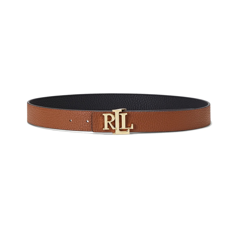 Polo Ralph Lauren Women's Logo Reversible Pebbled Leather Belt Black/Gold - Hemen Kargoda