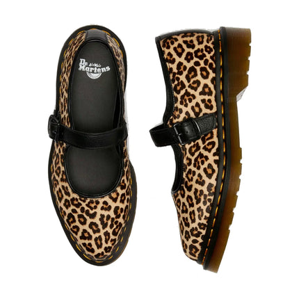 Dr. Martens Women's Elphie Leopard Mary Jane Shoes Light Tan