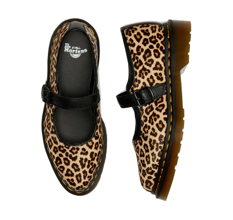 Dr. Martens Women's Elphie Leopard Mary Jane Shoes Light Tan