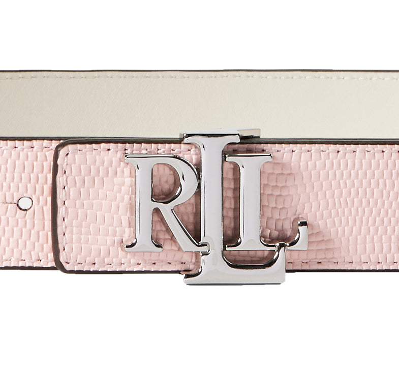 Polo Ralph Lauren Women's Logo Reversible Lizard Embossed Belt Tea Rose/Soft White