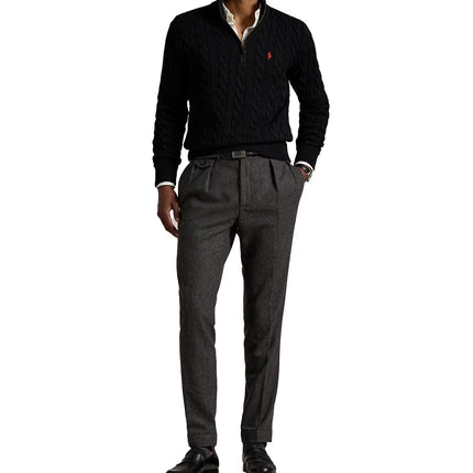Polo Ralph Lauren Men's Cable-Knit Cotton Quarter-Zip Sweater Polo Black