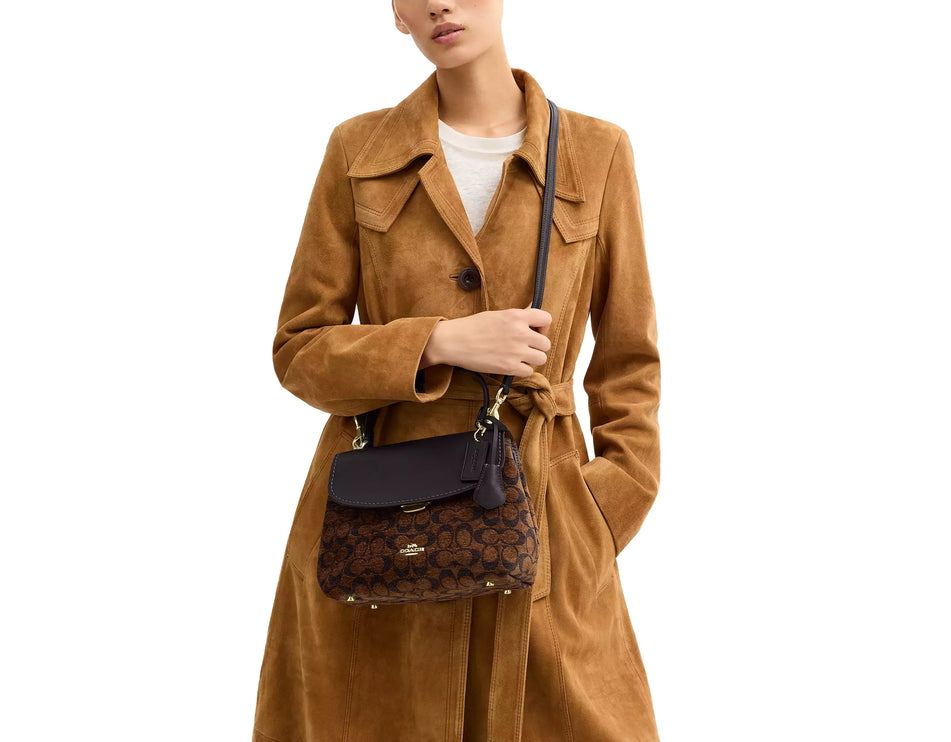Coach Women's Emory Top Handle Bag In Signature Chenille Gold/Truffle