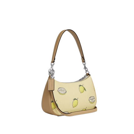 Coach Women's Teri Shoulder Bag With Lemon Print Silver/Garden Glade Multi