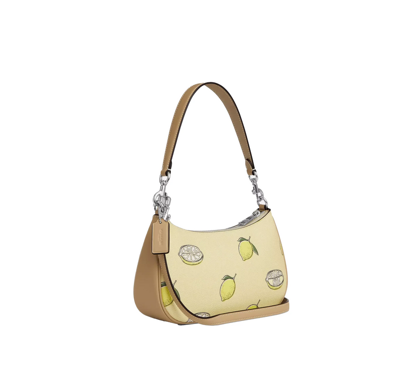 Coach Women's Teri Shoulder Bag With Lemon Print Silver/Garden Glade Multi