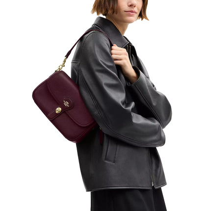 Coach Women's Hadley Shoulder Bag Gold/Dark Wine