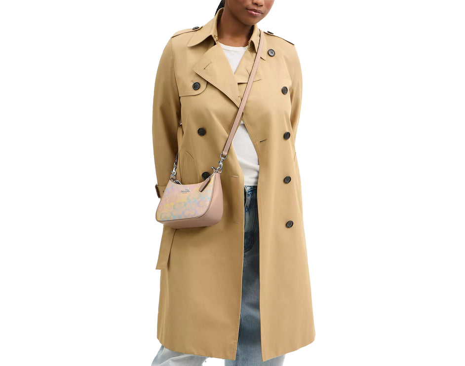 Coach Women's Teri Shoulder Bag In Rainbow Signature Canvas Silver/Sand Multi