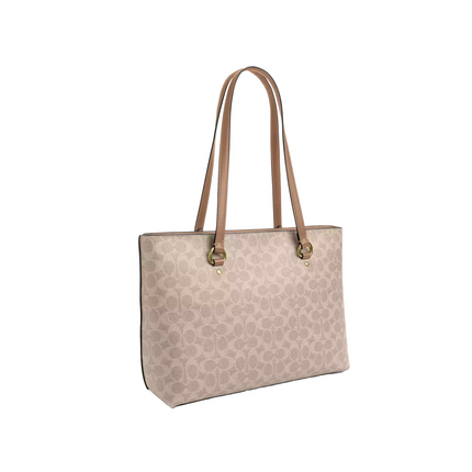 Coach Women's Station Tote Bag In Signature Canvas Silver/Sand/Taupe